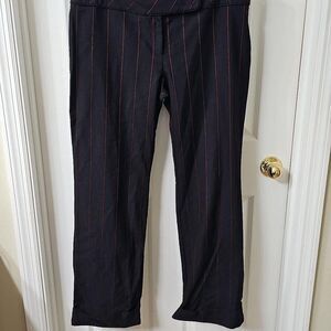 Bisou Bisou Michele Bohbot Black with Red Pinstripe Cuffed Trousers Size 14